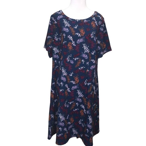 Lane Bryant Blue Leaf Print Dress Like New Size 14/16 - Picture 1 of 6